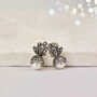 Sterling Silver Marcasite Pearl Earrings, thumbnail 4 of 9