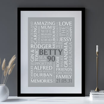 Personalised 90th Birthday Word Art Portrait Print, 2 of 10