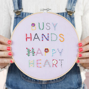 Busy Hands Happy Heart Embroidery Hoop Kit, 2 of 6