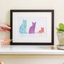 Family Cats Watercolour Personalised Print, thumbnail 1 of 6