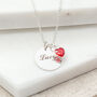 Engraved Necklace With Birthstone Heart Charm, thumbnail 2 of 7