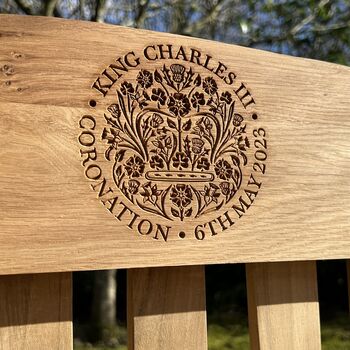 King Charles Engraved Coronation Bench, 2 of 8