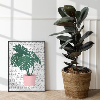 Monstera Swiss Cheese House Plant Print, 4 of 4