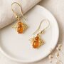 Gold Plated Sterling Silver Baltic Amber Bee Earrings, thumbnail 1 of 4
