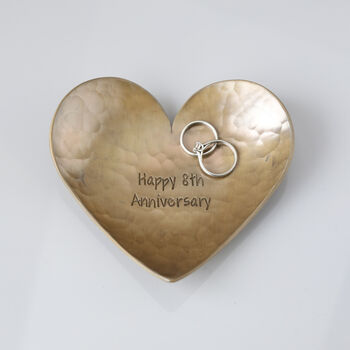 Personalised 8th Anniversary Gift Round Bronze Dish With Hand Stamped Personalisation, 8 of 12