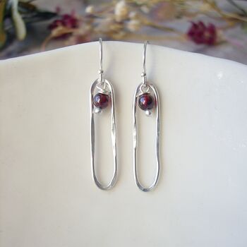 Garnet Long Oval Earrings, 2 of 6