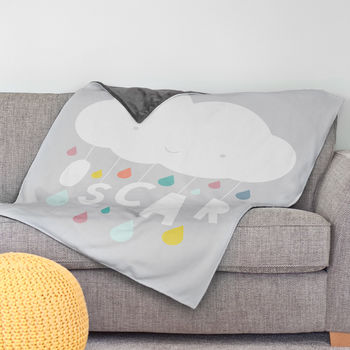 Personalised Cloud And Raindrops Name Cushion, 6 of 8