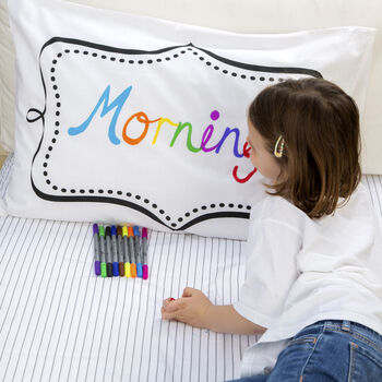 Doodle Pillowcase Kit + 10 Pens, Colour In And Design, 2 of 7