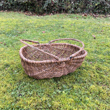 Medium And Large Willow Wicker Garden Trug Basket Set, 6 of 7