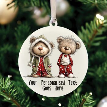 Personalised Christmas Teddy Bear Family Hanging Bauble Decoration, 10 of 10