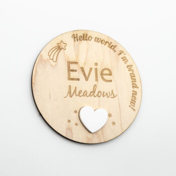 Hello World Baby Name Announcement Plaque Acrylic, 4 of 12