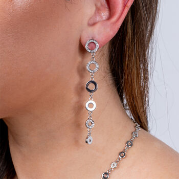 Sterling Silver Art Deco Halo Drop Earrings – White Topaz Statement Jewellery – Long Elegant Designer Gift For Her, 12 of 12