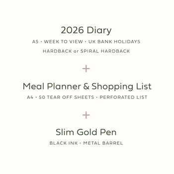 2026 Diary, Meal Planner And Pen: Stationery Gift Bundle, 2 of 12