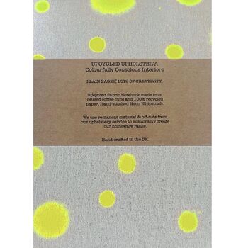 Upcycled A5 Notebook Using Reused Coffee Cups And Linen Polka Dot Print, 6 of 8