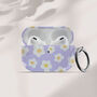 Purple Retro Flowers Air Pod Case With Keychain, thumbnail 1 of 6