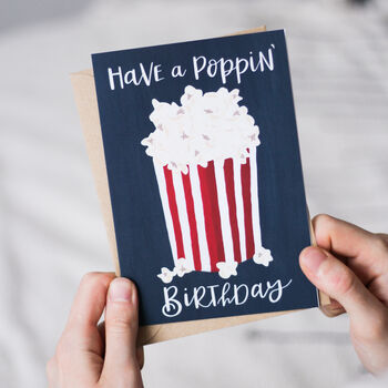 'Poppin' Birthday' Popcorn Illustrated Birthday Card, 2 of 2