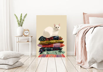 Cat Cushion Portrait Art Print, 4 of 4