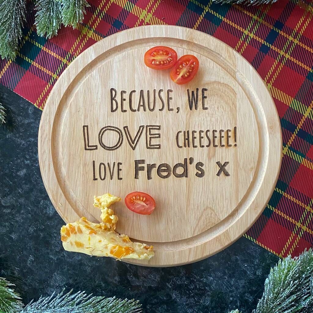 Personalised Love Cheese Chopping Board By Jacob Noah Personalised
