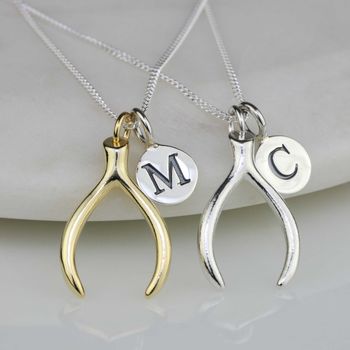 Personalised Solid Silver Lucky Wishbone Necklace, 4 of 5