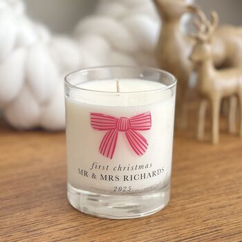 Bow Personalised First Christmas Candle Gift, 3 of 3