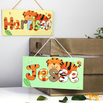 Personalised Jungle Tiger Canvas Sign, 2 of 12