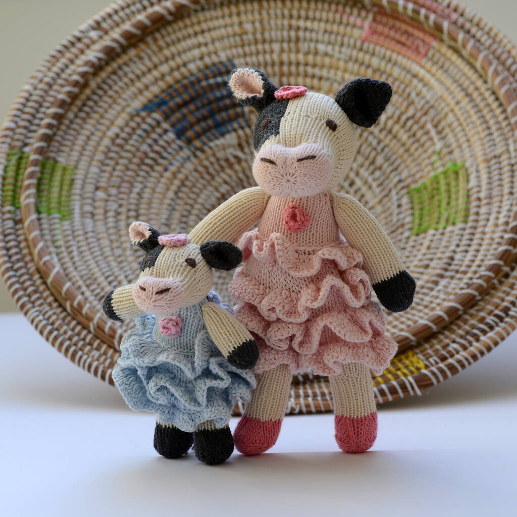Hand Knitted Cow Soft Toy In Flamenco Dress, 1 of 3