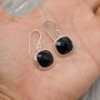 Black Square Onyx Sterling Silver Earrings, thumbnail 2 of 11