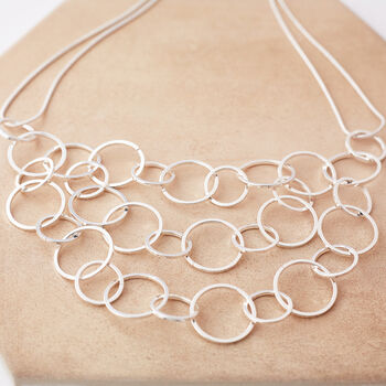 Interlinked Three Tier Hoop Ring Necklace, 3 of 3