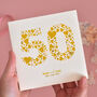 Personalised Love Hearts Gold 50th Anniversary Card, thumbnail 1 of 9