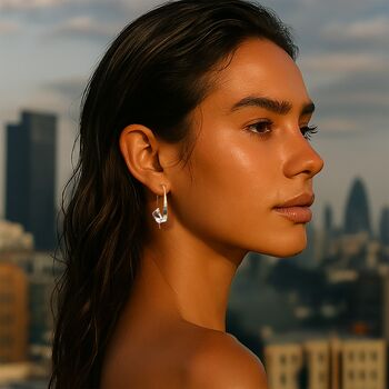 Gold Plated Silver Ribbon Drop Hoop Earrings, 4 of 6