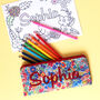 Liberty Personalised Pencil Case Colouring Gift Set, thumbnail 8 of 9