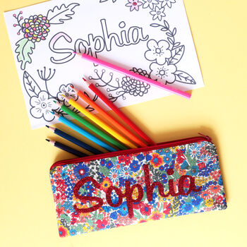 Liberty Personalised Pencil Case Colouring Gift Set, 8 of 9