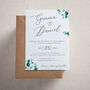 Blue Eucalyptus Wedding Invitation And Envelope, thumbnail 1 of 4