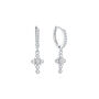 Isabella Crystal Silver Cross Huggie Earrings, thumbnail 1 of 2