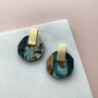 Marble And Gold Circle Stud Earrings, thumbnail 3 of 9