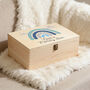 New Baby Or Children's Pink Or Blue Rainbow Large Wooden Keepsake Box, thumbnail 2 of 4