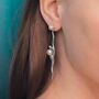 Flow Asymmetric Gold Plated Pearl Long Earrings, thumbnail 6 of 6