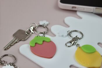 Fruit Keyring With Lemon, Strawberry Or Peach Charm, 9 of 9