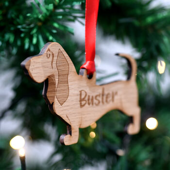 Basset Hound Personalised Dog Wooden Decoration, 2 of 6