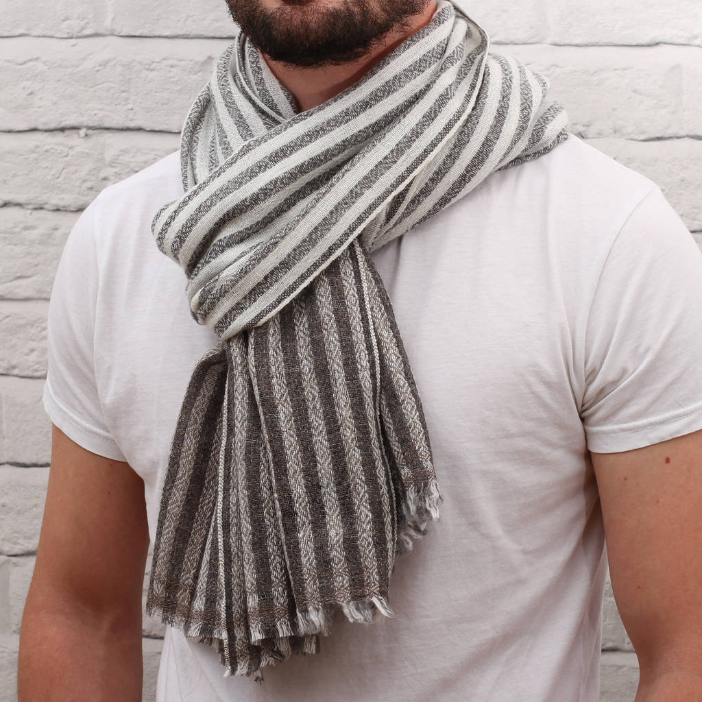 Men's Personalised Striped Cashmere Mix Scarf By Hurleyburley Man ...