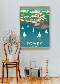 Fowey Cornwall Travel Poster Art Print, 4 of 8