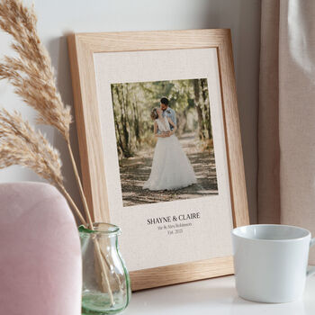 Custom Photo And Caption Linen Anniversary Print, 2 of 2