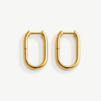 Dainty Small Oval Hoop Earrings In 18k Gold, 2 of 5