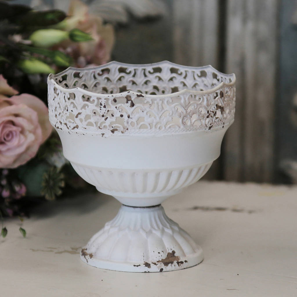 Antique White Compote Vase Urn Two Sizes By The Wedding of my Dreams