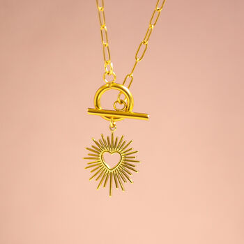 Sunburst Heart T Bar Necklace, 6 of 10