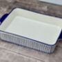 Blue And White Striped Rectangular Baking Dish, 34cm, thumbnail 1 of 4