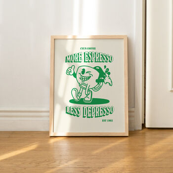 'More Espresso Less Depresso' Retro Coffee Art Print, 6 of 12