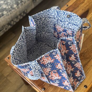 Tote Bag, Beach Bag, Block Print Indian Handbag, Holiday Bag, 4 of 11