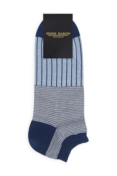 Oxford Stripe Blue/Burgundy Men's Trainer Socks Bundle, 3 of 7