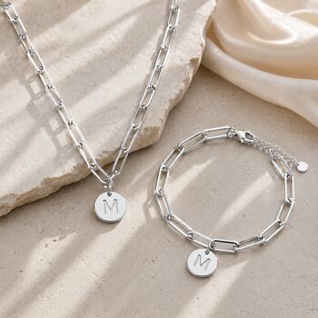 Personalised Initial Disc Paperclip Bracelet, 8 of 8